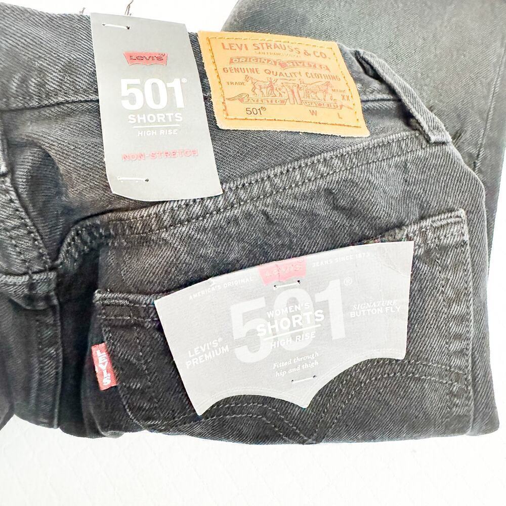 Levi's 501 High Rise Non Stretch Black Shorts Button Fly Denim Jeans SIze 28 NWT - Picture 5 of 8
